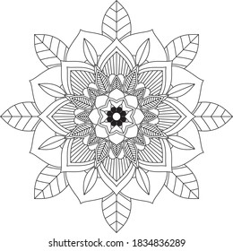 Easy Mandala coloring book simple and basic for beginners, seniors and children. Set of Mehndi flower pattern for Henna drawing and tattoo. Decoration in ethnic oriental, Indian style.