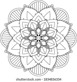 Easy Mandala coloring book simple and basic for beginners, seniors and children. Set of Mehndi flower pattern for Henna drawing and tattoo. Decoration in ethnic oriental, Indian style.