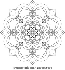Easy Mandala coloring book simple and basic for beginners, seniors and children. Set of Mehndi flower pattern for Henna drawing and tattoo. Decoration in ethnic oriental, Indian style.