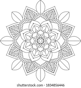 Easy Mandala coloring book simple and basic for beginners, seniors and children. Set of Mehndi flower pattern for Henna drawing and tattoo. Decoration in ethnic oriental, Indian style.
