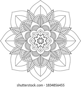 Easy Mandala coloring book simple and basic for beginners, seniors and children. Set of Mehndi flower pattern for Henna drawing and tattoo. Decoration in ethnic oriental, Indian style.