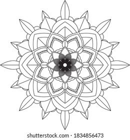 Easy Mandala coloring book simple and basic for beginners, seniors and children. Set of Mehndi flower pattern for Henna drawing and tattoo. Decoration in ethnic oriental, Indian style.