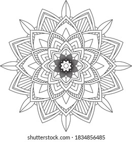 Easy Mandala coloring book simple and basic for beginners, seniors and children. Set of Mehndi flower pattern for Henna drawing and tattoo. Decoration in ethnic oriental, Indian style.