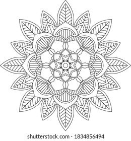 Easy Mandala coloring book simple and basic for beginners, seniors and children. Set of Mehndi flower pattern for Henna drawing and tattoo. Decoration in ethnic oriental, Indian style.