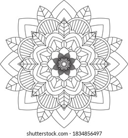 Easy Mandala coloring book simple and basic for beginners, seniors and children. Set of Mehndi flower pattern for Henna drawing and tattoo. Decoration in ethnic oriental, Indian style.