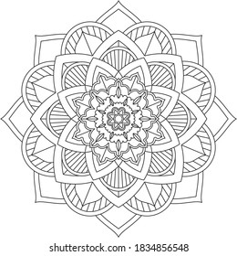 Easy Mandala coloring book simple and basic for beginners, seniors and children. Set of Mehndi flower pattern for Henna drawing and tattoo. Decoration in ethnic oriental, Indian style.