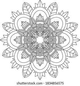 Easy Mandala coloring book simple and basic for beginners, seniors and children. Set of Mehndi flower pattern for Henna drawing and tattoo. Decoration in ethnic oriental, Indian style.