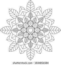 Easy Mandala coloring book simple and basic for beginners, seniors and children. Set of Mehndi flower pattern for Henna drawing and tattoo. Decoration in ethnic oriental, Indian style.