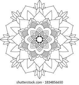 Easy Mandala coloring book simple and basic for beginners, seniors and children. Set of Mehndi flower pattern for Henna drawing and tattoo. Decoration in ethnic oriental, Indian style.
