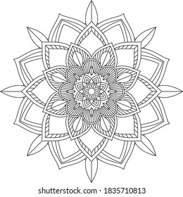 Easy Mandala coloring book simple and basic for beginners, seniors and children. Set of Mehndi flower pattern for Henna drawing and tattoo. Decoration in ethnic oriental, Indian style.