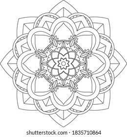 Easy Mandala coloring book simple and basic for beginners, seniors and children. Set of Mehndi flower pattern for Henna drawing and tattoo. Decoration in ethnic oriental, Indian style.