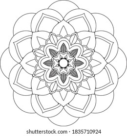 Einfach Mandala Farbbuch einfach und einfach für Anfänger, Senioren und Kinder. Set von Mehndi Blumenmuster für Henna Zeichnung und Tattoo. Dekoration im orientalischen, indischen Stil.