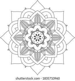 Easy Mandala coloring book simple and basic for beginners, seniors and children. Set of Mehndi flower pattern for Henna drawing and tattoo. Decoration in ethnic oriental, Indian style.