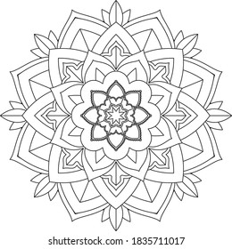 Easy Mandala coloring book simple and basic for beginners, seniors and children. Set of Mehndi flower pattern for Henna drawing and tattoo. Decoration in ethnic oriental, Indian style.