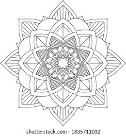 Easy Mandala coloring book simple and basic for beginners, seniors and children. Set of Mehndi flower pattern for Henna drawing and tattoo. Decoration in ethnic oriental, Indian style.
