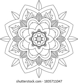 Einfach Mandala Farbbuch einfach und einfach für Anfänger, Senioren und Kinder. Set von Mehndi Blumenmuster für Henna Zeichnung und Tattoo. Dekoration im orientalischen, indischen Stil.
