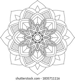 Easy Mandala coloring book simple and basic for beginners, seniors and children. Set of Mehndi flower pattern for Henna drawing and tattoo. Decoration in ethnic oriental, Indian style.