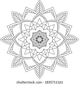 Easy Mandala coloring book simple and basic for beginners, seniors and children. Set of Mehndi flower pattern for Henna drawing and tattoo. Decoration in ethnic oriental, Indian style.