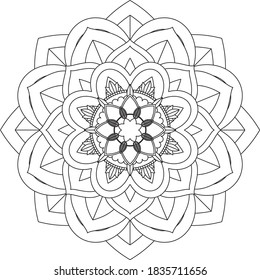 Easy Mandala coloring book simple and basic for beginners, seniors and children. Set of Mehndi flower pattern for Henna drawing and tattoo. Decoration in ethnic oriental, Indian style.