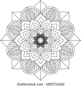 Easy Mandala coloring book simple and basic for beginners, seniors and children. Set of Mehndi flower pattern for Henna drawing and tattoo. Decoration in ethnic oriental, Indian style.