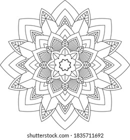 Easy Mandala coloring book simple and basic for beginners, seniors and children. Set of Mehndi flower pattern for Henna drawing and tattoo. Decoration in ethnic oriental, Indian style.