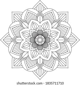 Easy Mandala coloring book simple and basic for beginners, seniors and children. Set of Mehndi flower pattern for Henna drawing and tattoo. Decoration in ethnic oriental, Indian style.