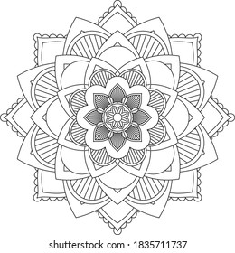 Easy Mandala coloring book simple and basic for beginners, seniors and children. Set of Mehndi flower pattern for Henna drawing and tattoo. Decoration in ethnic oriental, Indian style.