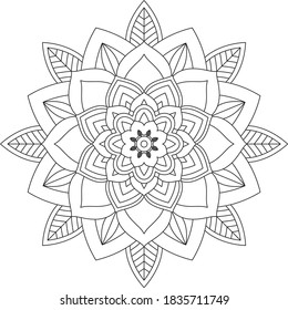 Easy Mandala coloring book simple and basic for beginners, seniors and children. Set of Mehndi flower pattern for Henna drawing and tattoo. Decoration in ethnic oriental, Indian style.