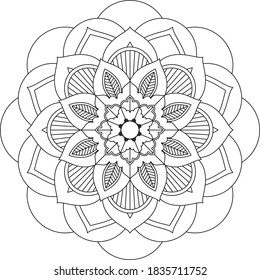 Easy Mandala coloring book simple and basic for beginners, seniors and children. Set of Mehndi flower pattern for Henna drawing and tattoo. Decoration in ethnic oriental, Indian style.