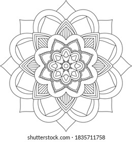 Easy Mandala coloring book simple and basic for beginners, seniors and children. Set of Mehndi flower pattern for Henna drawing and tattoo. Decoration in ethnic oriental, Indian style.