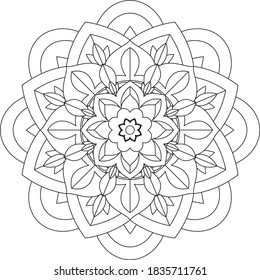 Easy Mandala coloring book simple and basic for beginners, seniors and children. Set of Mehndi flower pattern for Henna drawing and tattoo. Decoration in ethnic oriental, Indian style.