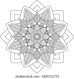 Easy Mandala coloring book simple and basic for beginners, seniors and children. Set of Mehndi flower pattern for Henna drawing and tattoo. Decoration in ethnic oriental, Indian style.
