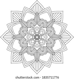 Easy Mandala coloring book simple and basic for beginners, seniors and children. Set of Mehndi flower pattern for Henna drawing and tattoo. Decoration in ethnic oriental, Indian style.