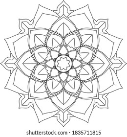 Easy Mandala coloring book simple and basic for beginners, seniors and children. Set of Mehndi flower pattern for Henna drawing and tattoo. Decoration in ethnic oriental, Indian style.