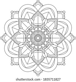 Easy Mandala coloring book simple and basic for beginners, seniors and children. Set of Mehndi flower pattern for Henna drawing and tattoo. Decoration in ethnic oriental, Indian style.