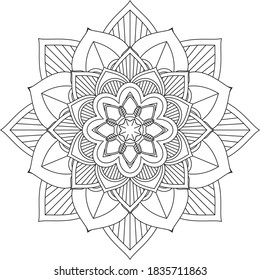 Easy Mandala coloring book simple and basic for beginners, seniors and children. Set of Mehndi flower pattern for Henna drawing and tattoo. Decoration in ethnic oriental, Indian style.