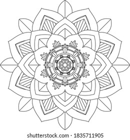 Easy Mandala coloring book simple and basic for beginners, seniors and children. Set of Mehndi flower pattern for Henna drawing and tattoo. Decoration in ethnic oriental, Indian style.