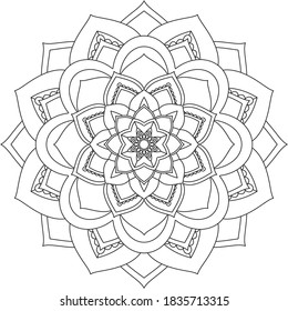 Easy Mandala coloring book simple and basic for beginners, seniors and children. Set of Mehndi flower pattern for Henna drawing and tattoo. Decoration in ethnic oriental, Indian style.