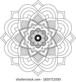 Easy Mandala coloring book simple and basic for beginners, seniors and children. Set of Mehndi flower pattern for Henna drawing and tattoo. Decoration in ethnic oriental, Indian style.