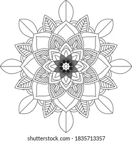 Easy Mandala coloring book simple and basic for beginners, seniors and children. Set of Mehndi flower pattern for Henna drawing and tattoo. Decoration in ethnic oriental, Indian style.