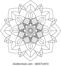 Easy Mandala coloring book simple and basic for beginners, seniors and children. Set of Mehndi flower pattern for Henna drawing and tattoo. Decoration in ethnic oriental, Indian style.