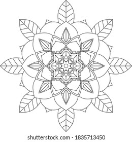 Easy Mandala coloring book simple and basic for beginners, seniors and children. Set of Mehndi flower pattern for Henna drawing and tattoo. Decoration in ethnic oriental, Indian style.