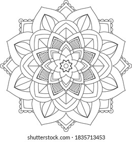 Easy Mandala coloring book simple and basic for beginners, seniors and children. Set of Mehndi flower pattern for Henna drawing and tattoo. Decoration in ethnic oriental, Indian style.