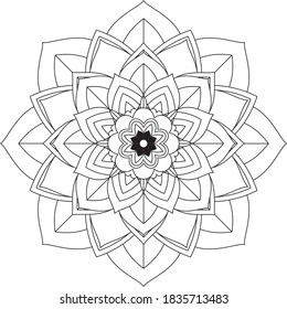 Easy Mandala coloring book simple and basic for beginners, seniors and children. Set of Mehndi flower pattern for Henna drawing and tattoo. Decoration in ethnic oriental, Indian style.