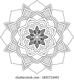 Easy Mandala coloring book simple and basic for beginners, seniors and children. Set of Mehndi flower pattern for Henna drawing and tattoo. Decoration in ethnic oriental, Indian style.