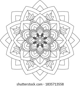Easy Mandala coloring book simple and basic for beginners, seniors and children. Set of Mehndi flower pattern for Henna drawing and tattoo. Decoration in ethnic oriental, Indian style.