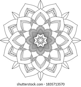 Easy Mandala coloring book simple and basic for beginners, seniors and children. Set of Mehndi flower pattern for Henna drawing and tattoo. Decoration in ethnic oriental, Indian style.