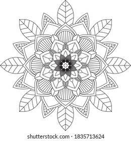 Easy Mandala coloring book simple and basic for beginners, seniors and children. Set of Mehndi flower pattern for Henna drawing and tattoo. Decoration in ethnic oriental, Indian style.