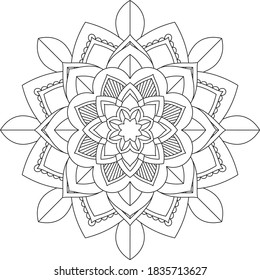 Easy Mandala coloring book simple and basic for beginners, seniors and children. Set of Mehndi flower pattern for Henna drawing and tattoo. Decoration in ethnic oriental, Indian style.
