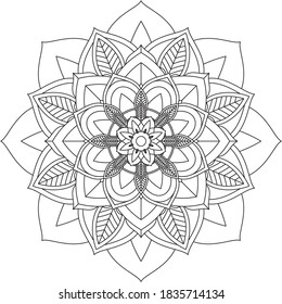 Easy Mandala coloring book simple and basic for beginners, seniors and children. Set of Mehndi flower pattern for Henna drawing and tattoo. Decoration in ethnic oriental, Indian style.